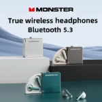 Close-up of Monster XKT17 earbud with microphone and volume control