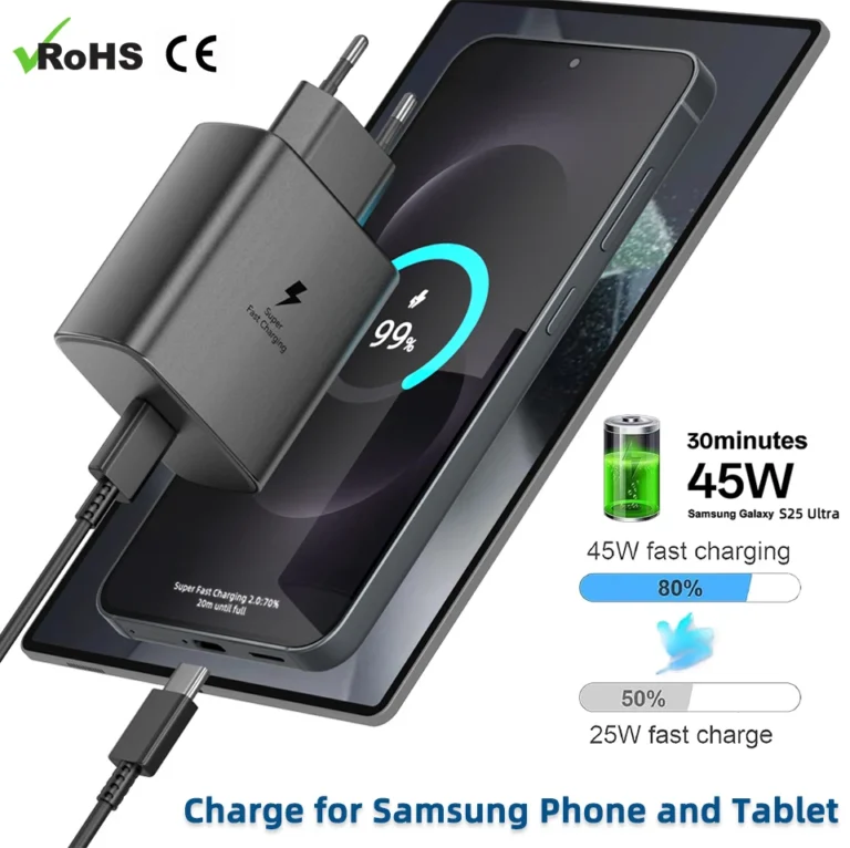 Samsung 45W super fast charging adapter with USB-C cable