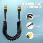 Close-up of Type C connector on 120W spring cable