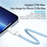 Nylon braided USB C charging cable for iPhone 14 and earlier models