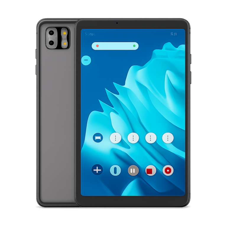 PRITOM 8 inch Android 14 tablet front view with 1280x800 IPS screen