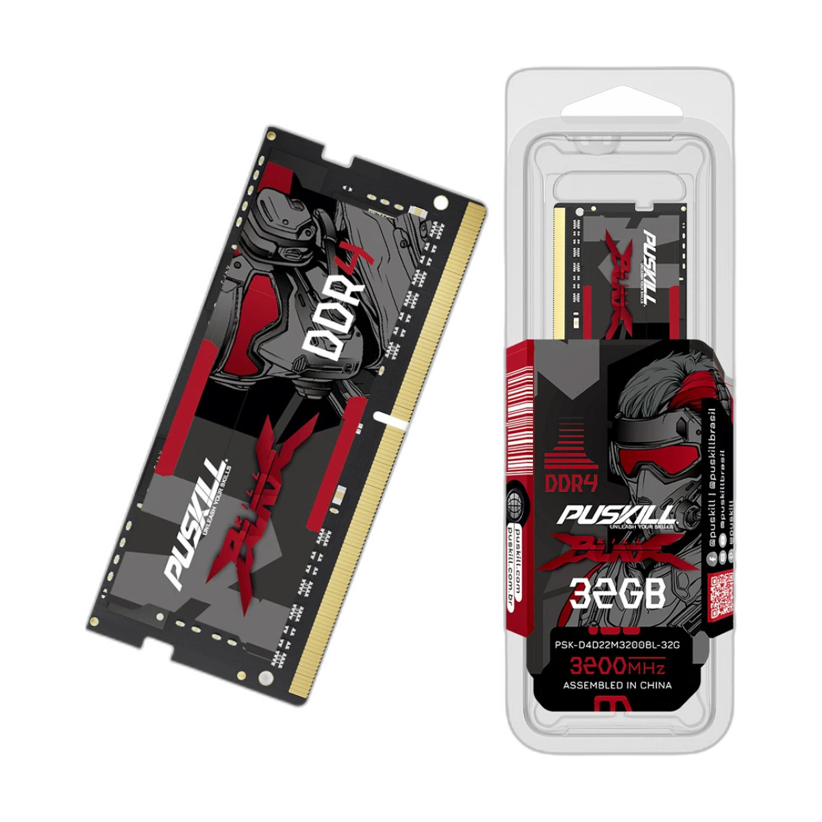 PUSKILL Memoria Ram Notebook DDR4 DDR3L 16GB 8GB 4GB 32GB 3200 2666 2400 1600 1333 Sodimm Laptop Memory-bg-clean PUSKILL DDR4 DDR3L laptop RAM module front view