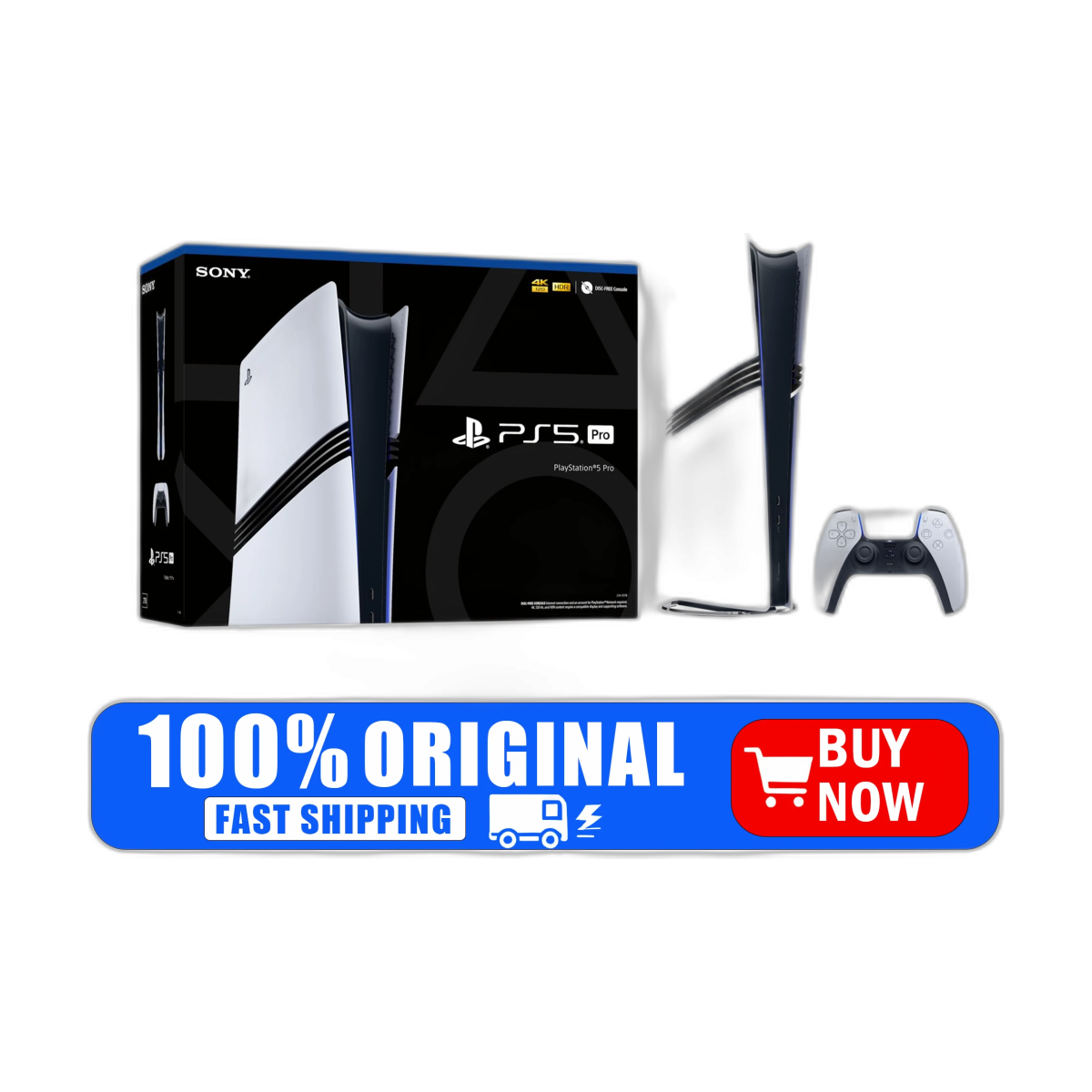 PlayStation 5 Pro Console – 4K Ray Tracing Enhanced Performance Gaming System-bg-clean PlayStation 5 Pro console front view with sleek design