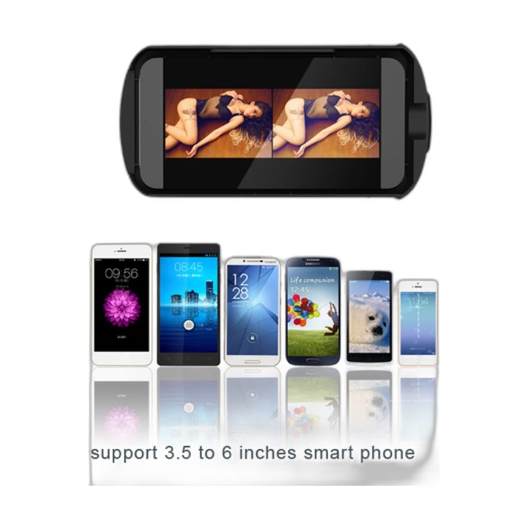 Foldable black 3D VR glasses for smartphones 4 to 6.7 inch with wide viewing angle