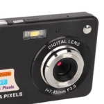 Portable digital camera with USB charging cable and storage bag