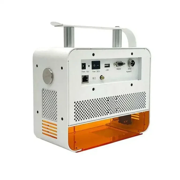 Mini industrial laser printer showing laser head and control panel
