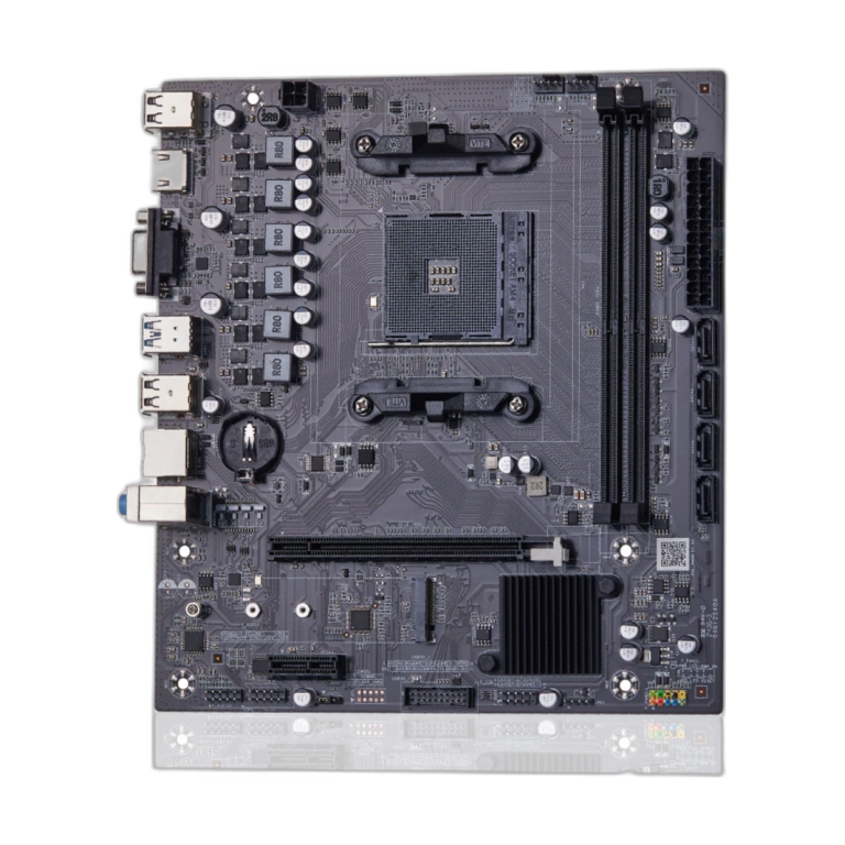 QIYIDA B450 AM4 motherboard front view showing slots and ports