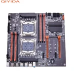QIYIDA X99 dual CPU motherboard front view with DDR4 and M.2 slots