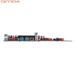 Top view of QIYIDA X99 motherboard showing memory slots and CPU sockets