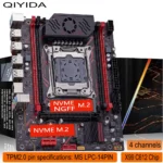 Close-up of QIYIDA X99 H9S motherboard showing CPU socket and RAM slots