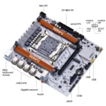 Full layout of QIYIDA X99 Micro-ATX motherboard with SATA ports and power connectors