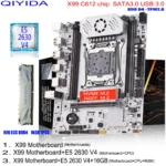 Front view of QIYIDA X99 motherboard set with Xeon E5 2630 V4 CPU and 16GB DDR4 ECC RAM