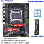 QIYIDA X99 motherboard with Intel Xeon CPU and 16GB DDR4 RAM front view