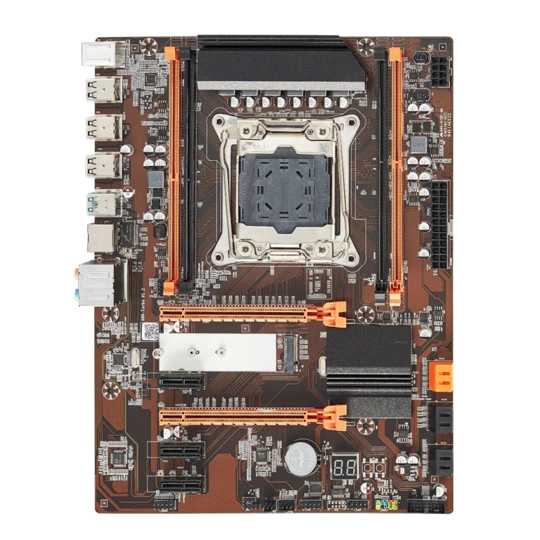 Close-up of QIYIDA X99 motherboard DDR4 memory slots and M.2 NVMe slot