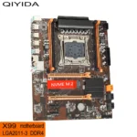 QIYIDA X99 motherboard LGA2011-3 top view showing ports and slots