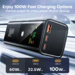 QOOVI power bank digital display showing battery level
