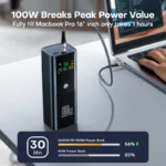 QOOVI power bank USB Type-C and USB-A ports close-up