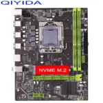 Close-up of Qiyida X79 motherboard CPU socket and RAM slots