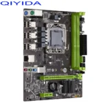 Qiyida X79 motherboard showing power connectors and PCIe slot
