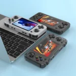 Side view of R36H Linux handheld game console showing buttons