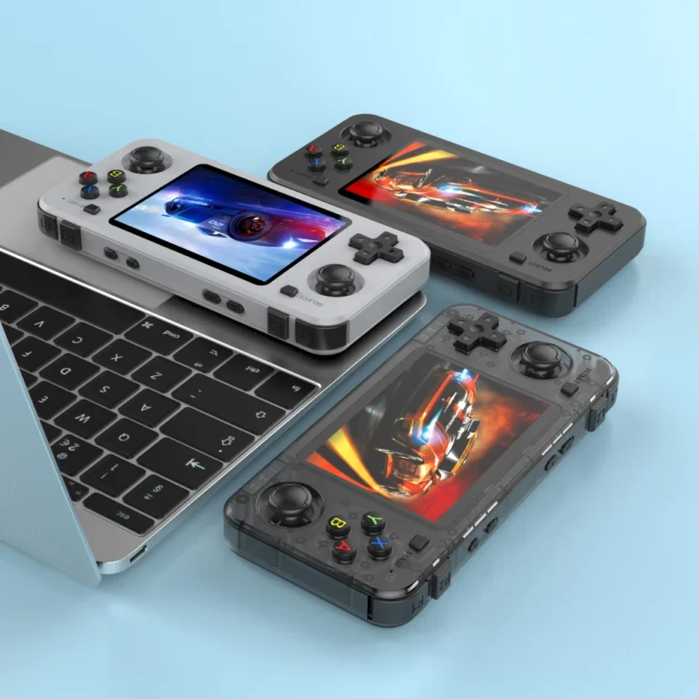 Side view of R36H Linux handheld game console showing buttons