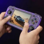 R36H console displaying game menu on 3.5 inch IPS screen