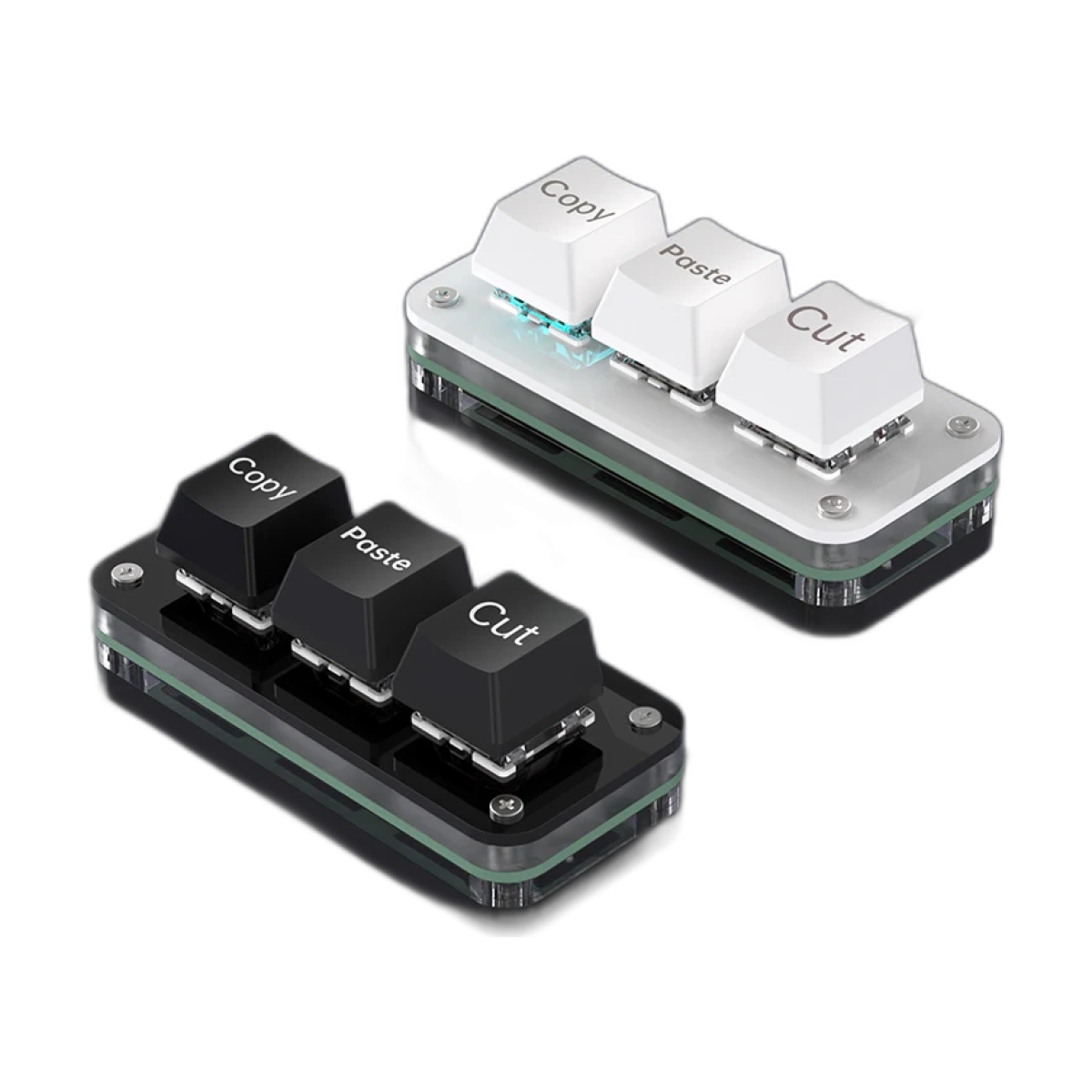 RGB 3 Keys Macro Programming Mini Keyboard for Photoshop Gaming Hotswap Programming Keypad Copy Paste Mini Button Macropad-bg-clean RGB 3-key mini macro keyboard with multicolor backlighting and hot-swappable switches