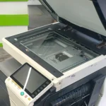 Rear view of KM BHC554e A3 color laser multifunction printer