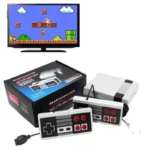 Compact SNES style video game console with wired controller