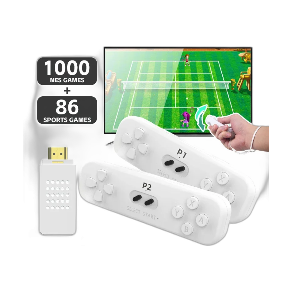 Retro Game With 2.4G Wireless Controller 4k Classic Motion Sensing Game Console Video Game Built in 1000 NES Games-bg-clean 4K retro game console with white wireless motion controllers