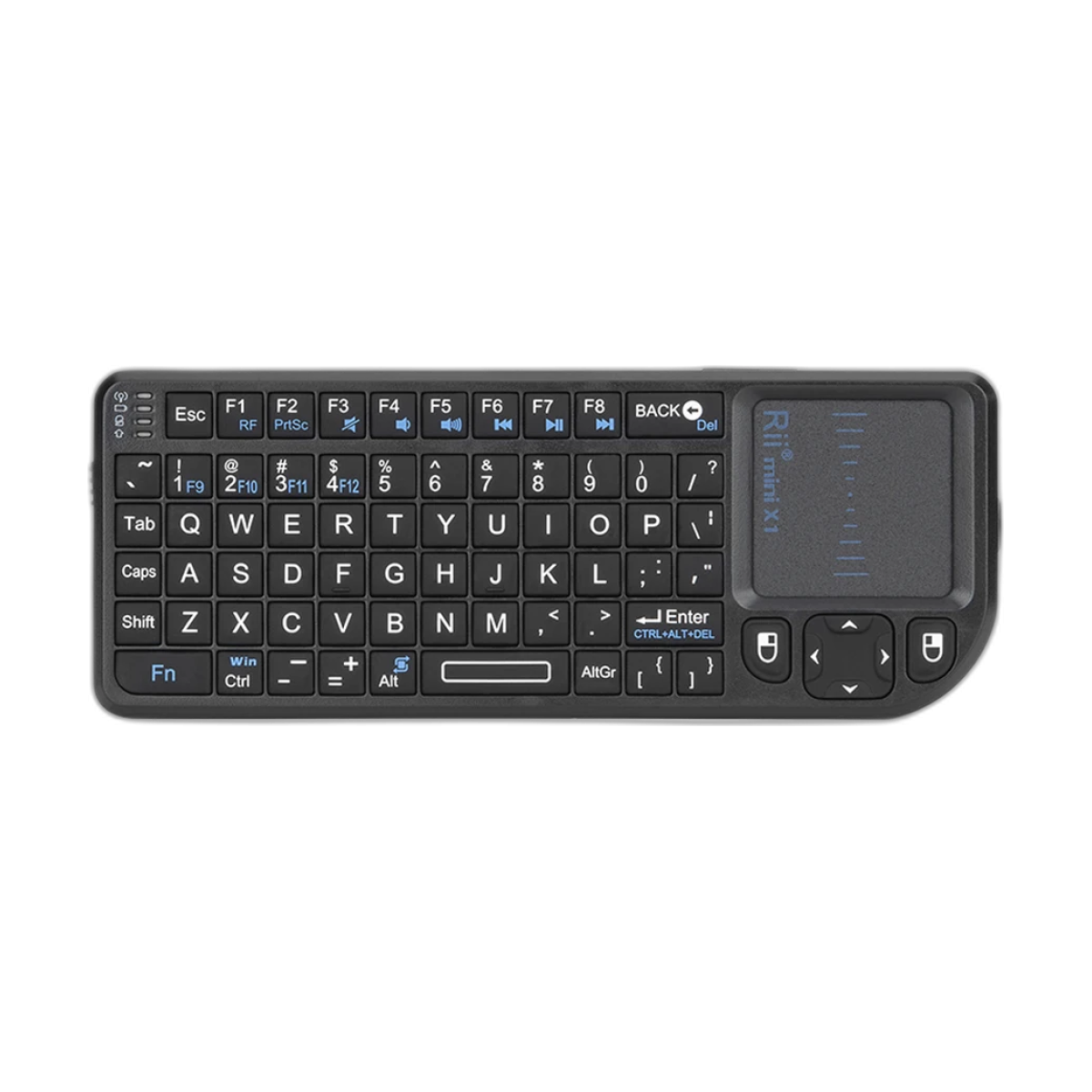 Rii X1 2.4GHz Mini Wireless Keyboard English/ES/FR Keyboards with TouchPad for Android TV Box/PC/Laptop-bg-clean Rii X1 mini wireless keyboard with touchpad front view