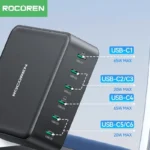Rocoren 150W USB-C charger showing multiple charging ports