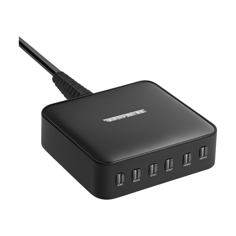 Rocoren 150W 6-port USB-C fast charger desktop station front view