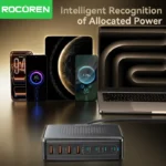 Rocoren GaN charger showing USB-A and USB-C ports