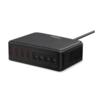 Rocoren 65W GaN 8-port fast desktop charger angled view