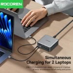 Rocoren 200W GaN charger connected to multiple devices