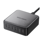 Front view of Rocoren 200W GaN 6-in-1 USB-C fast charging power station