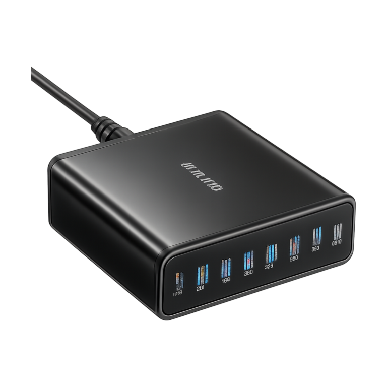 Rocoren 200W 8-port USB-C PD fast charger desktop station in black