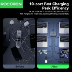 Rocoren desktop charging station showing multiple device connections