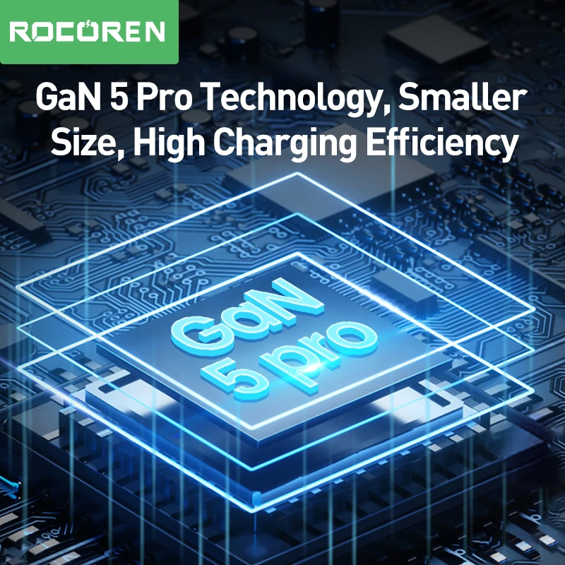 Rocoren 67W GaN charger charging multiple devices