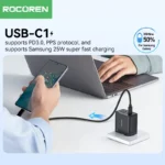 Compact design of Rocoren 45W GaN charger in hand