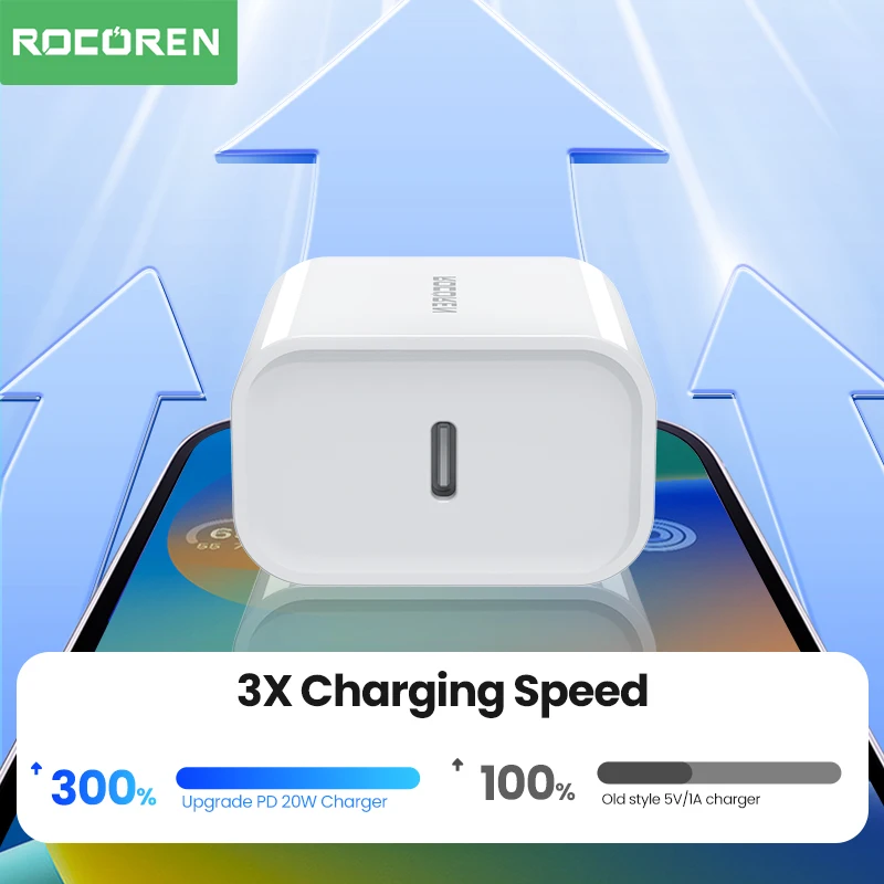 Rocoren quick charge 20W GaN charger with plug