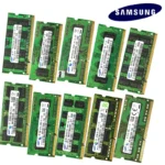 Close-up of Samsung DDR3 DDR2 SO-DIMM laptop RAM chip