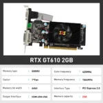 Side angle of GeForce GT610 PCI-E 2.0 graphics card