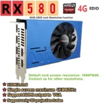 SRhonyra AMD RX580 multi-monitor GPU angled view showing fan and ports