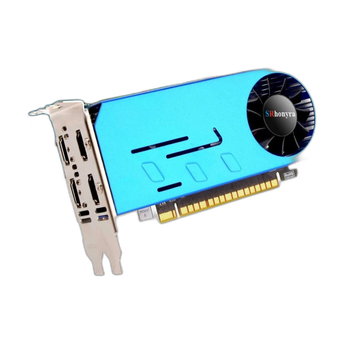 SRhonyra GT730 2GB Multi Monitor Graphics Card,GDDR5 4 HDMI Video Card Multi Screen Splicing-bg-clean SRhonyra GT730 2GB graphics card front view with 4 HDMI ports