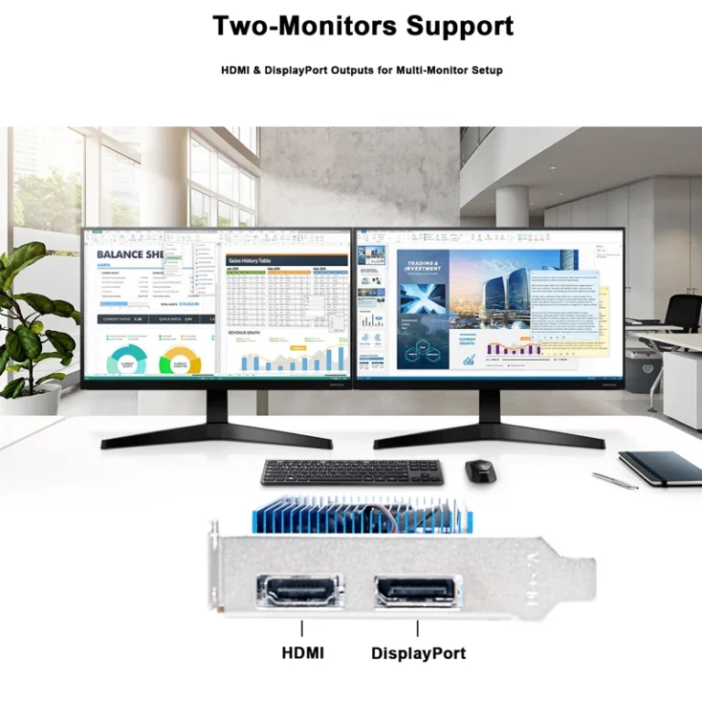 SRhonyra R5 230 2GB graphics card showing dual HDMI ports