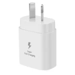 Samsung 25W fast charger front view with USB-C cable