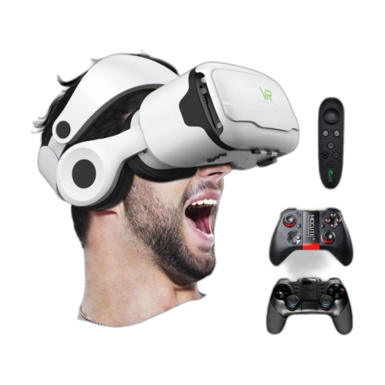 Shinecon 3D VR glasses headset with smartphone compatibility and controllers