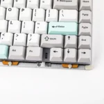 Close-up of keycaps and switch on Bridge75 mechanical keyboard